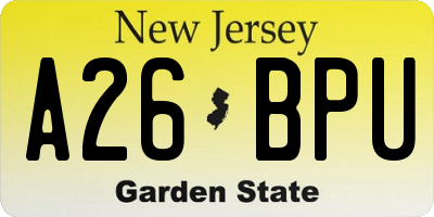 NJ license plate A26BPU