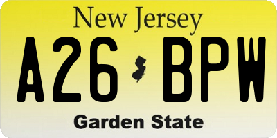 NJ license plate A26BPW