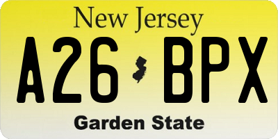NJ license plate A26BPX