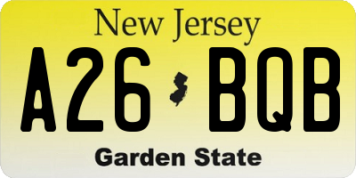 NJ license plate A26BQB