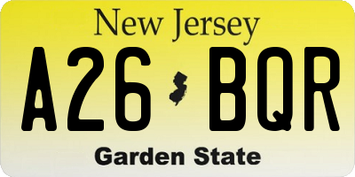 NJ license plate A26BQR