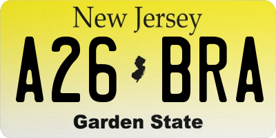 NJ license plate A26BRA