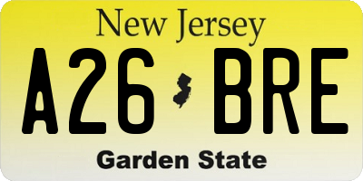 NJ license plate A26BRE