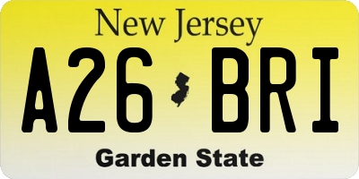 NJ license plate A26BRI