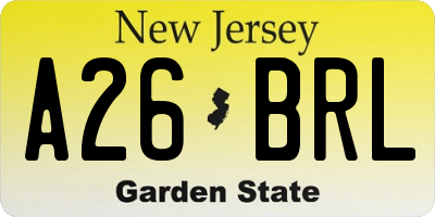 NJ license plate A26BRL