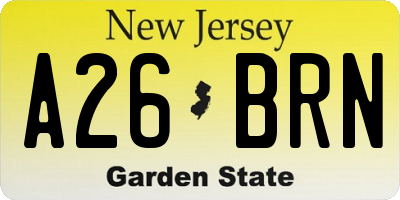 NJ license plate A26BRN