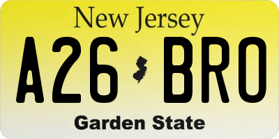 NJ license plate A26BRO