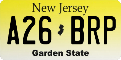 NJ license plate A26BRP