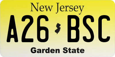 NJ license plate A26BSC