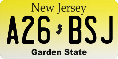 NJ license plate A26BSJ