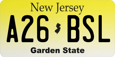 NJ license plate A26BSL