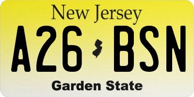NJ license plate A26BSN