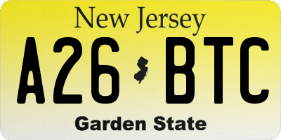 NJ license plate A26BTC