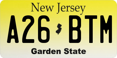NJ license plate A26BTM