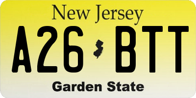 NJ license plate A26BTT