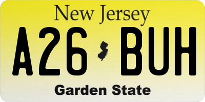 NJ license plate A26BUH