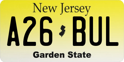NJ license plate A26BUL