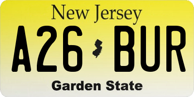 NJ license plate A26BUR