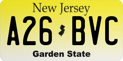 NJ license plate A26BVC