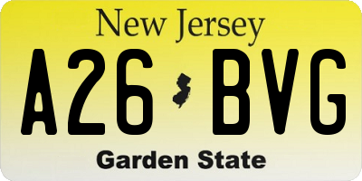 NJ license plate A26BVG