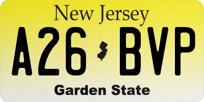 NJ license plate A26BVP