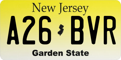 NJ license plate A26BVR