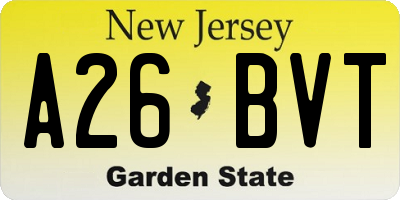 NJ license plate A26BVT