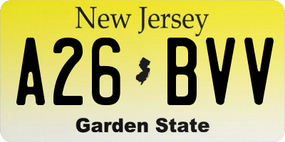 NJ license plate A26BVV