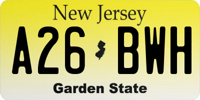 NJ license plate A26BWH