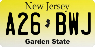 NJ license plate A26BWJ