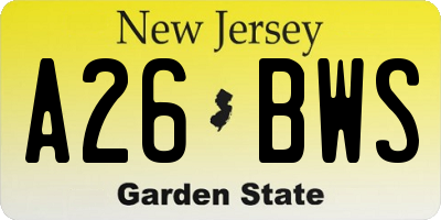 NJ license plate A26BWS