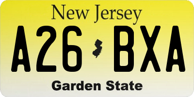 NJ license plate A26BXA