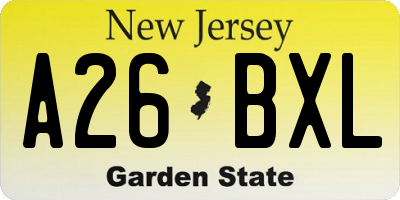 NJ license plate A26BXL