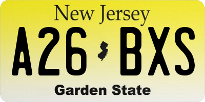 NJ license plate A26BXS
