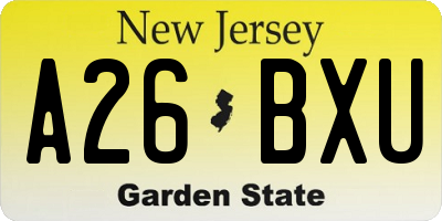 NJ license plate A26BXU