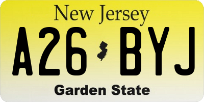 NJ license plate A26BYJ