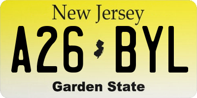 NJ license plate A26BYL