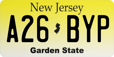 NJ license plate A26BYP