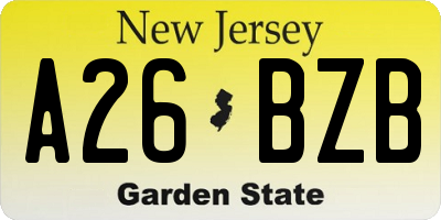 NJ license plate A26BZB