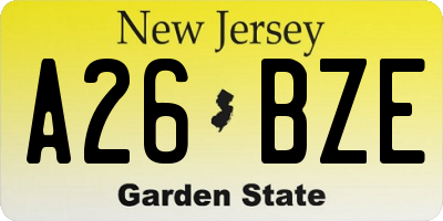 NJ license plate A26BZE