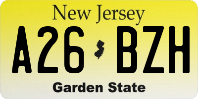 NJ license plate A26BZH