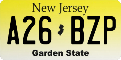 NJ license plate A26BZP