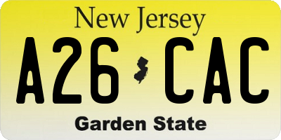 NJ license plate A26CAC