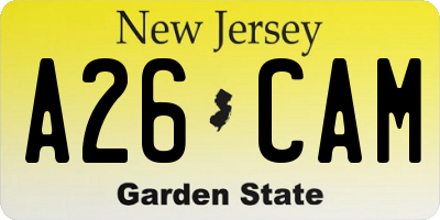 NJ license plate A26CAM