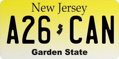 NJ license plate A26CAN