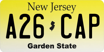NJ license plate A26CAP