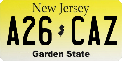 NJ license plate A26CAZ