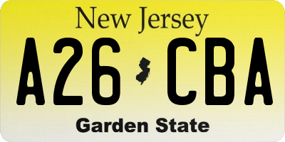 NJ license plate A26CBA