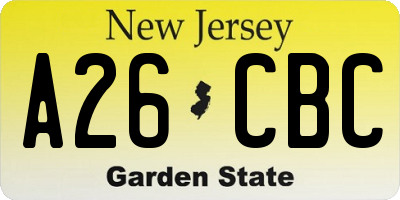 NJ license plate A26CBC