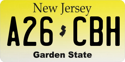 NJ license plate A26CBH